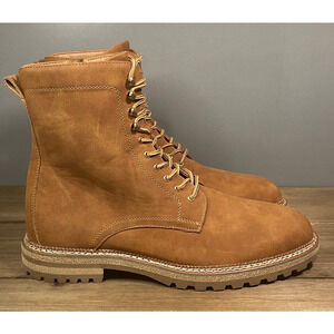 MADDEN Men's Combat Boots Size 12 Tan Brown Zip Up Lace Up with Ortholite